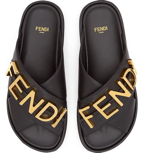 fendi debossed leather slides|Fendi slide sandals.